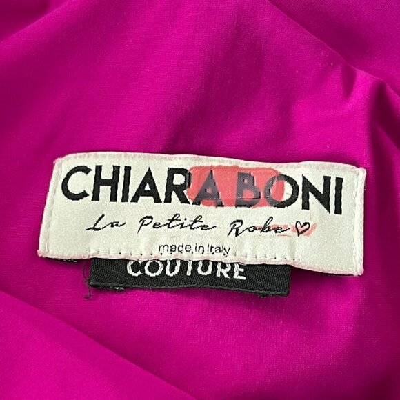 Chiara Boni Womens Dress 40 Magenta Eliisse One Shoulder Ruffle Midi Polyamide - Picture 8 of 11